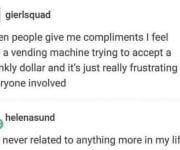 Introvert accepting compliments
