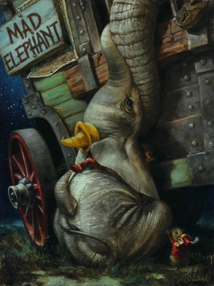 Dumbo reimagined as a classic oil painting