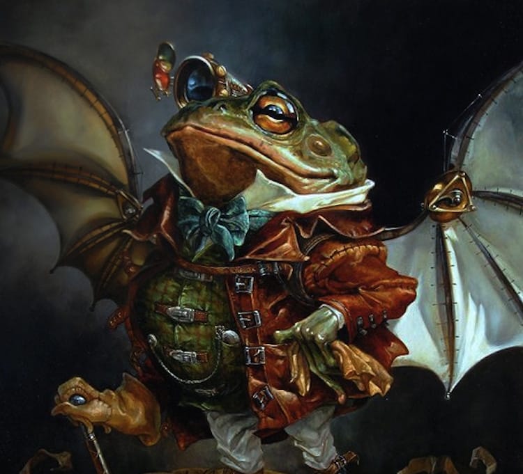 The insatiable mr. Toad reimagined as a classic oil painting