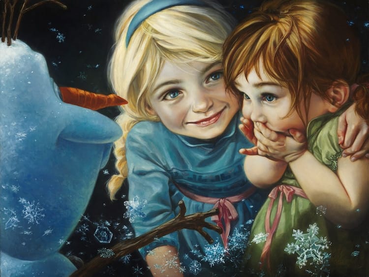 Olaf from frozen reimagined as a classic oil painting